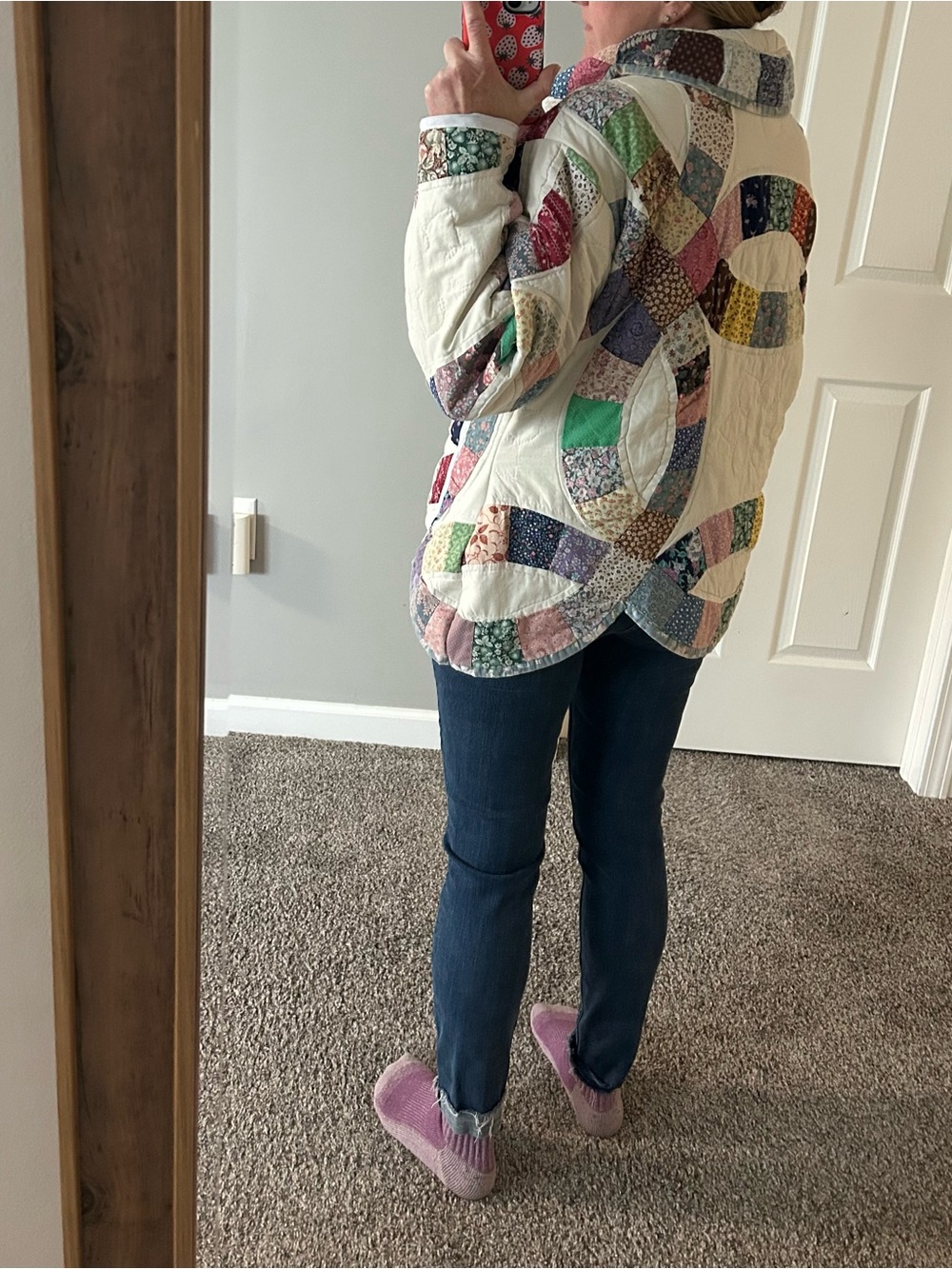 Handmade by me double wedding ring quilted jacket - Picture 8 of 8